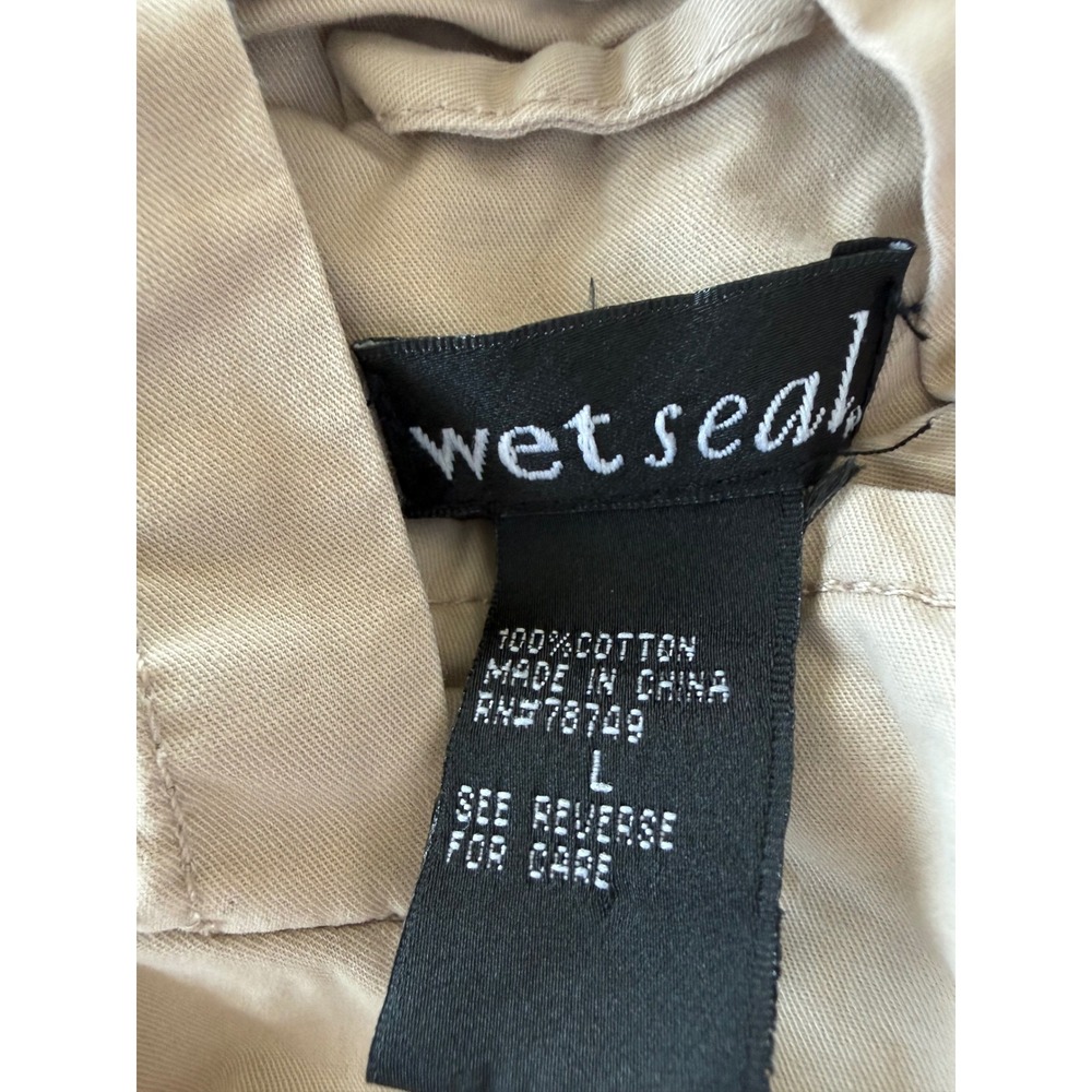 Wet Seal Womens Tan Cotton Utility Hooded Jacket Studded Rhinestone Size L - Picture 5 of 5